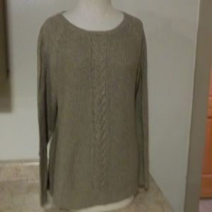 NWT KAREN SCOTT TEXTURED CABLE  CHESTNUT MARL L